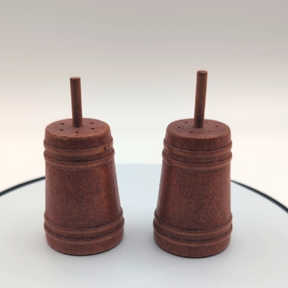 Vintage Quebec 1940s Wooden Butter Churn Salt and Pepper Shakers
